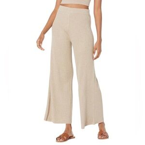 The Drop Catalina Wide Leg Ribbed Knit Pants - Desert Sand